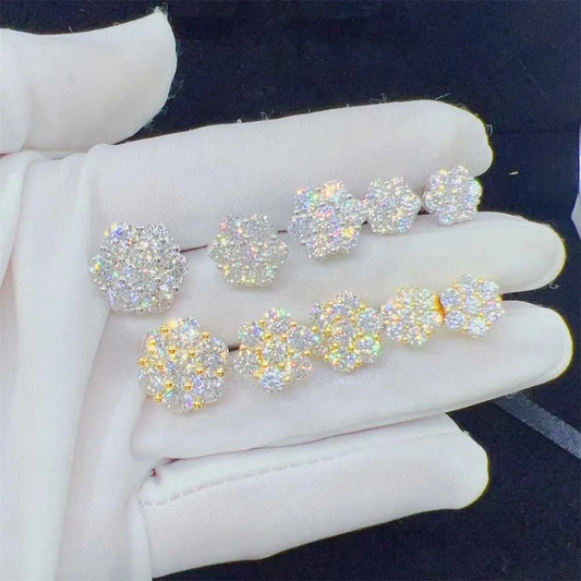 8mm Earring Flower Iced Out Vvs Moissanite