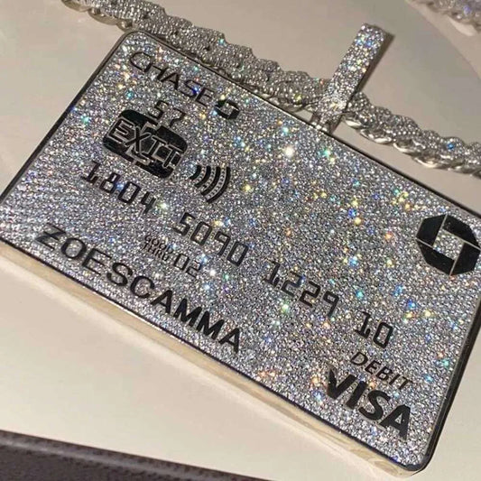 VISA Pendant Iced Fully Vvs Moissanite Diamond