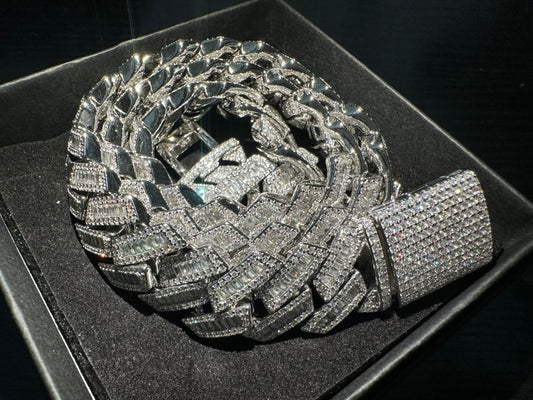 20" Necklace 25mm Moissanite Chain Cuban Tennis Chain Link Iced Out