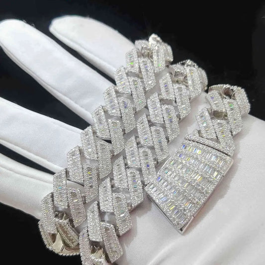 20" Necklace Moissanite Chain Cuban Link Iced Out