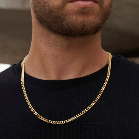 20" Cuban Link Necklace Chain in Yellow Gold - 5mm