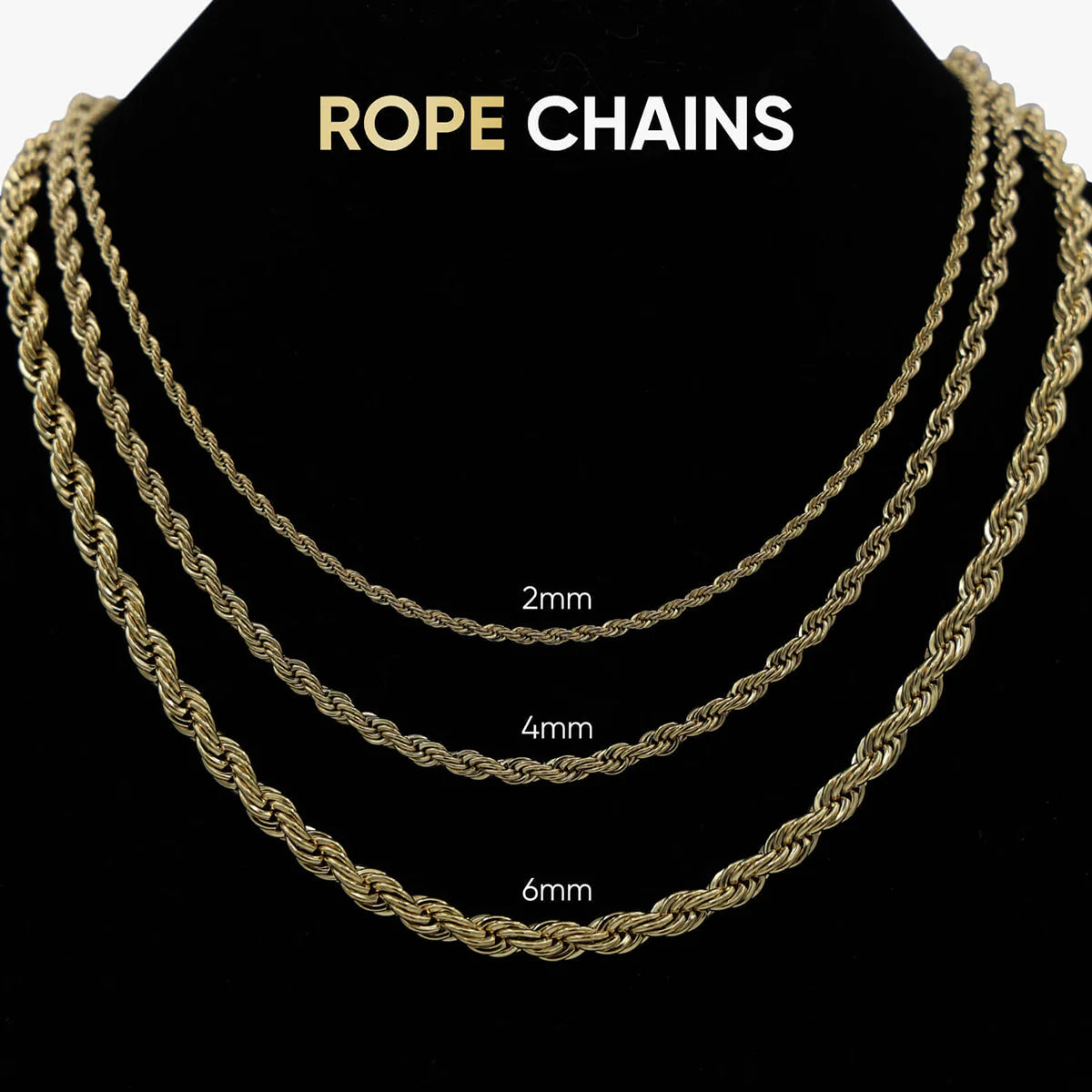 18" Rope Chain in White Gold- 6mm