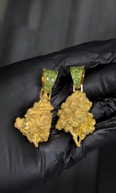 Gold Plated Yellow Marijuana leaf Cannabis GOLD Bud Pedant