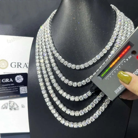 20" Necklace Moissanite Chain Cuban Link Iced Out