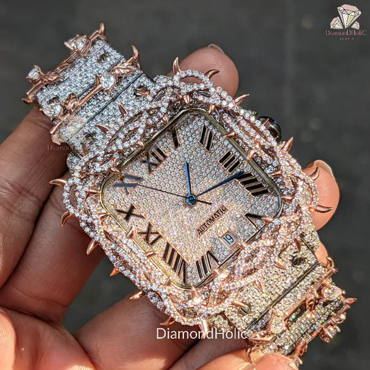 Unique Designer Watch For Him, Classic Moissanite Diamond Valentine Gift For Boyfriend