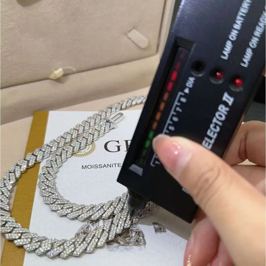 18" Necklace Moissanite Chain Cuban Link Iced Out