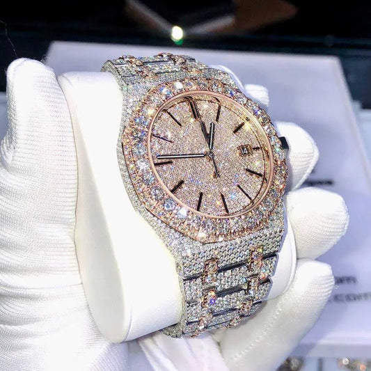 8" Iced Out VVS Moissanite Diamond Moissanite Silver Watch