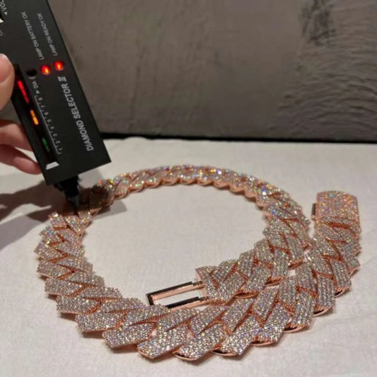 18" Necklace Moissanite Chain Cuban Link Iced Out