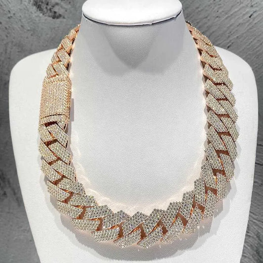 18" Necklace Moissanite Chain Cuban Tennis Chain Link Iced Out
