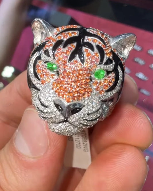 9" Custom Lion Ring VVS Moissanite