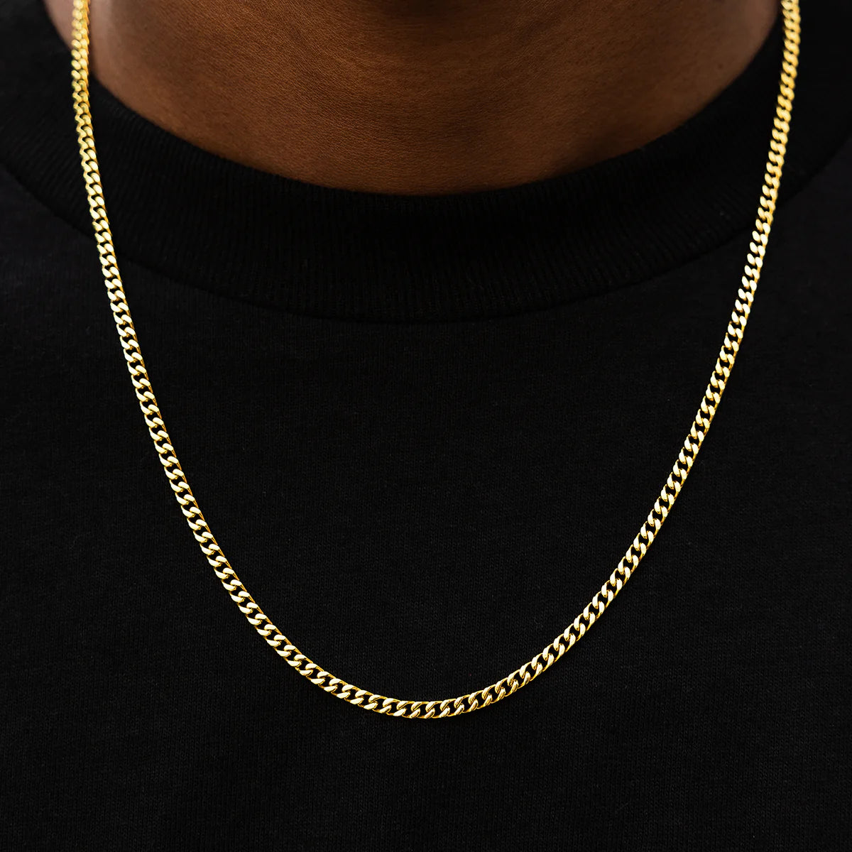 20" Cuban Link Necklace Chain in Yellow Gold - 3mm