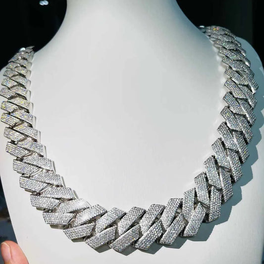 20" Necklace Moissanite Chain Cuban Tennis Chain Link Iced Out