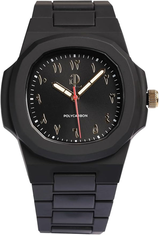 Elegant Watch for Women and Men with Polycarbonate Case 40.5 x 8.8 mm, Dial, Strap and Japanese Quartz Movement - Waterproof 5 ATM, Lightweight and Durable