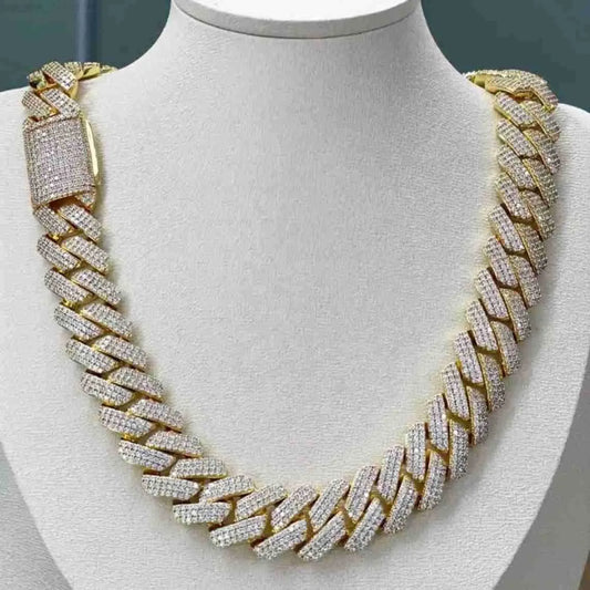 18" Necklace Moissanite Chain Cuban Tennis Chain Link Iced Out