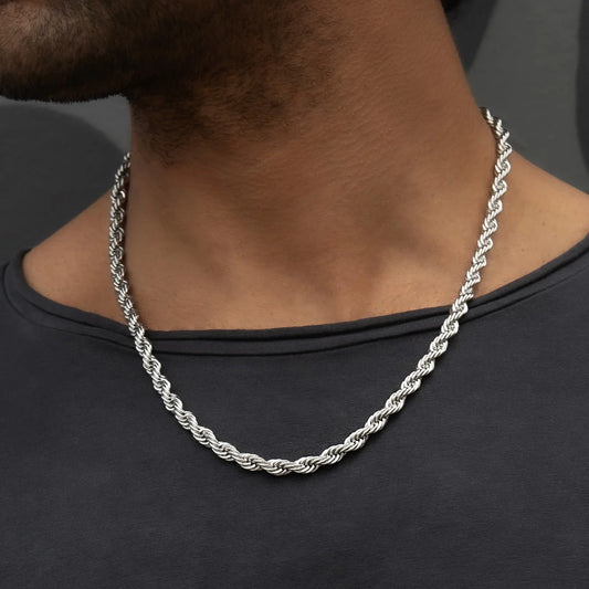 18" Rope Chain in White Gold- 6mm