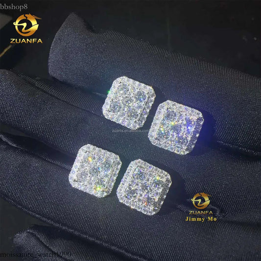 Square Shape Pass Testser iced out hip hop Sterling Silver moissanite