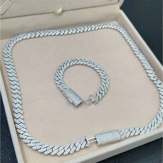 21" Necklace Moissanite Chain Cuban Link Iced Out