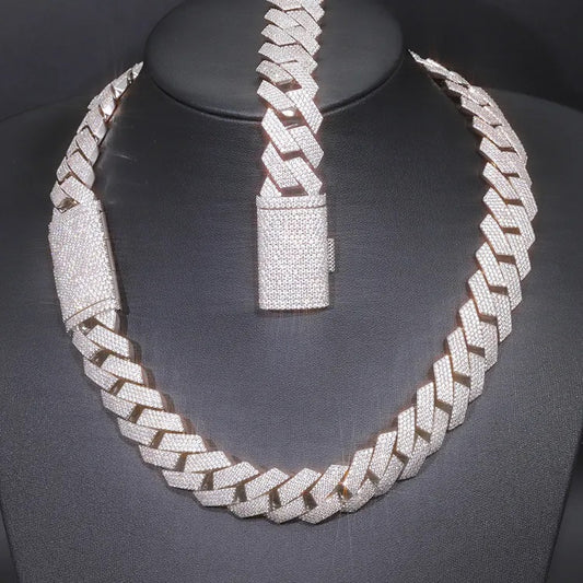 21" Necklace Moissanite Chain Cuban Tennis Chain Link Iced Out