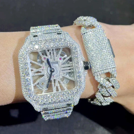 Iced Out Watch vvs Moissanite Stainless Steel Diamond
