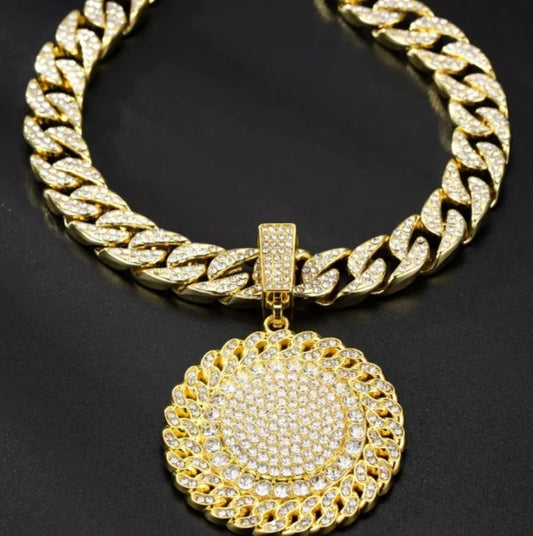 Golden Blaze 14mm Iced Baguette Prong Cuban Chain Necklace