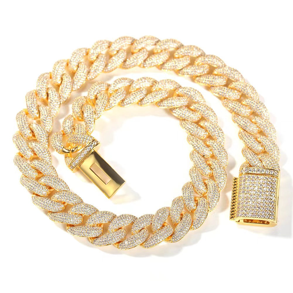21" Necklace Moissanite Chain Cuban Tennis Chain Link Iced Out