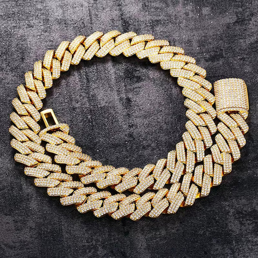20" Necklace Gold VVS Moissanite Iced Out Cuban Link Chain