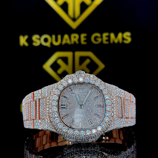 MOISSANITE ICED OUT WATCH SWISS MOVEMENT AUTOMATIC WATCH FOR MAN
