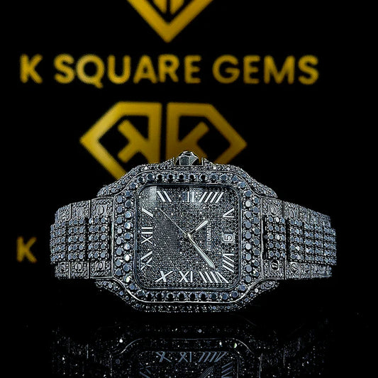 MOISSANITE ICED OUT WATCH SWISS MOVEMENT AUTOMATIC WATCH FOR MAN