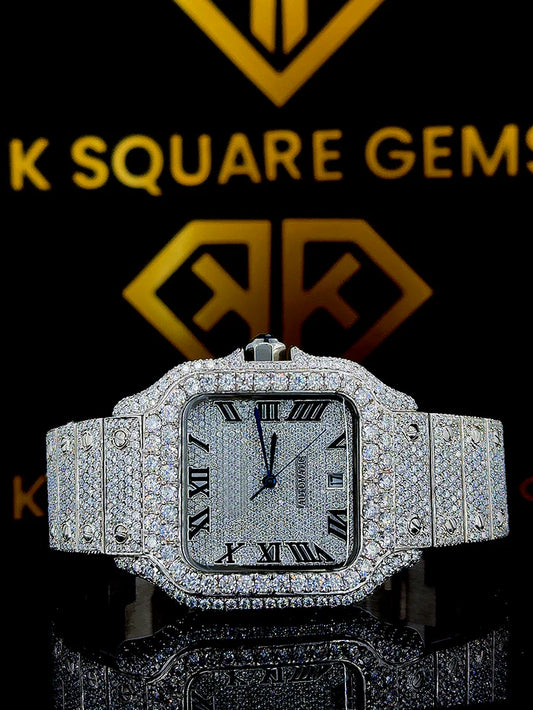 MOISSANITE ICED OUT WATCH SWISS MOVEMENT AUTOMATIC WATCH FOR MAN