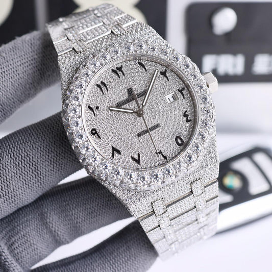 VVS Lab Moissanite Diamonds Watch Fully Iced Out Automatic Hip Hop Fully Icy Hip Hop Bust Down Luxu