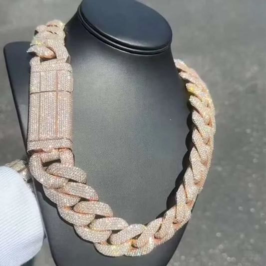 20" Necklace Moissanite Chain Cuban 30mm Tennis Chain Link Iced Out