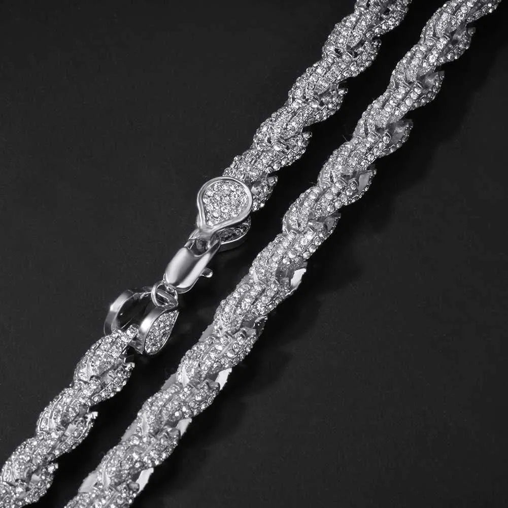 18" Silver Rope Necklace VVS Moissanite Iced Out Cuban Link Chain
