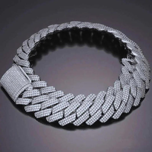 18" Silver Necklace VVS Moissanite Iced Out Cuban Link Chain