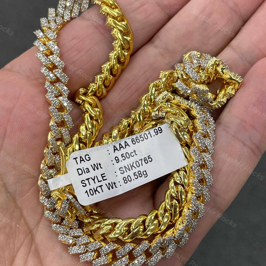 18" Necklace Moissanite Chain Cuban Tennis Chain Link Iced Out