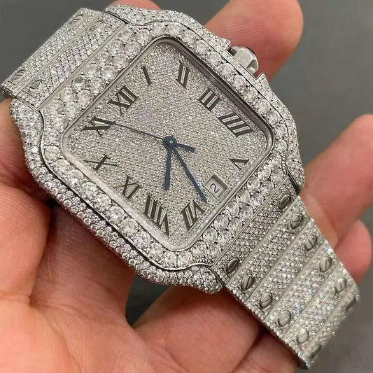 Iced Out vvs Moissanite Stainless Steel Diamond Watch