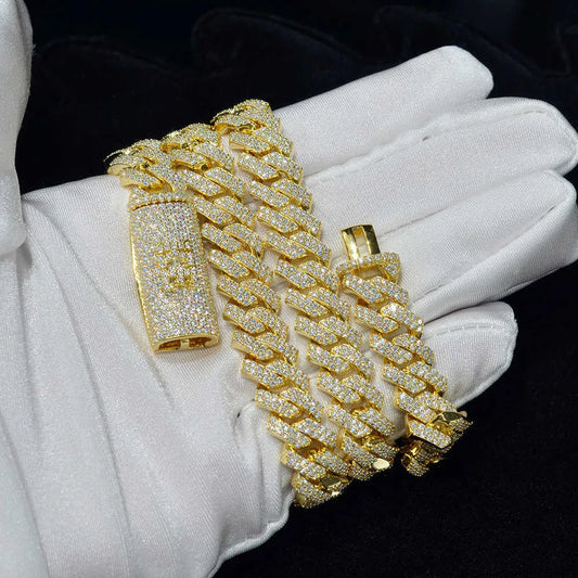 22" Necklace Moissanite Chain Cuban Link Iced Out