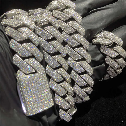 18" Necklace Moissanite Chain Cuban Tennis Chain Link Iced Out