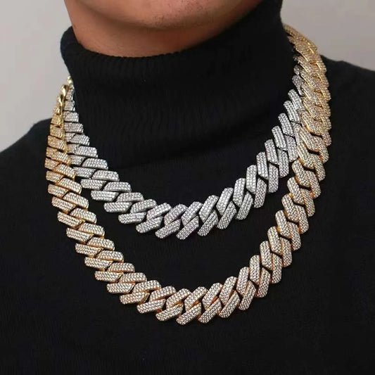 18" Gold VVS Necklace Moissanite Iced Out Cuban Link Chain