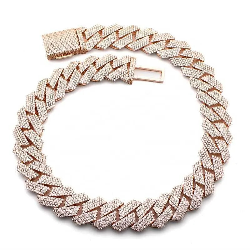 18" Necklace Moissanite Chain Cuban Tennis Chain Link Iced Out