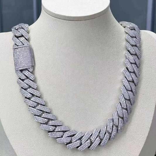 18" Necklace Moissanite Chain Cuban Tennis Chain Link Iced Out