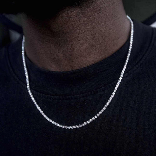 18" Micro Tennis Necklace in White Gold 3mm