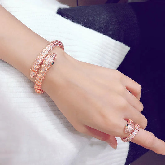 Golden Full drill snake Lady Bracelet