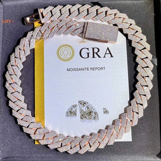 21" Necklace Moissanite Chain Cuban Link Iced Out