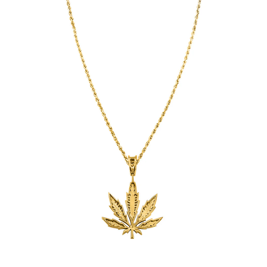 14K "YG Weed Leaf" Pendant